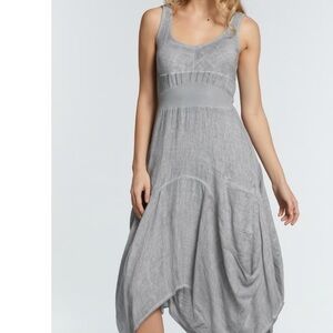 Inizio’s Italian Linen  Sleeveless  Distressed Dress Light Gray  NWT